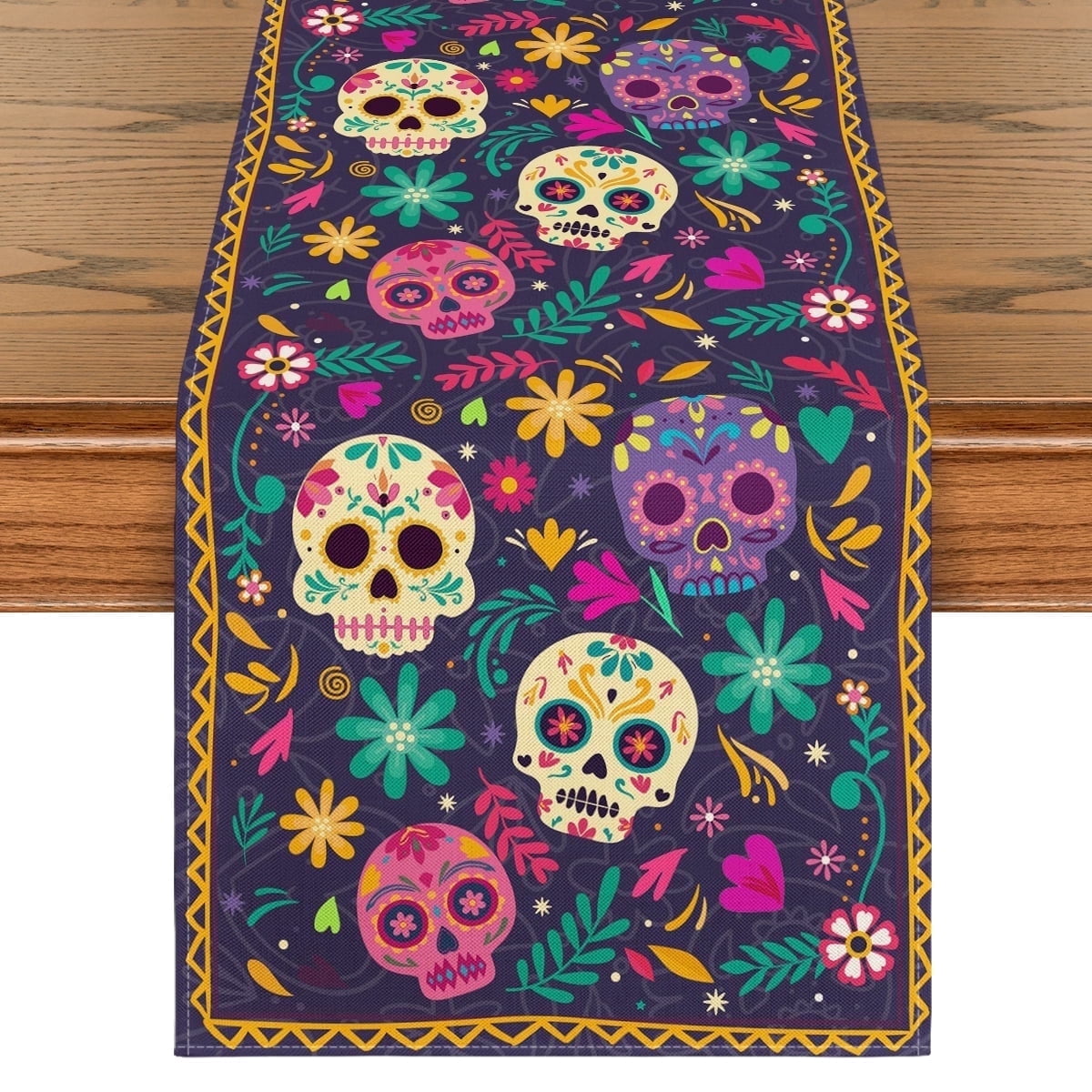 Sm:)e Halloween Table Runner Ghost Pumpkin 13x72 Inch, Halloween Party Kitchen Dining Indoor Outdoor Decorations,Orange