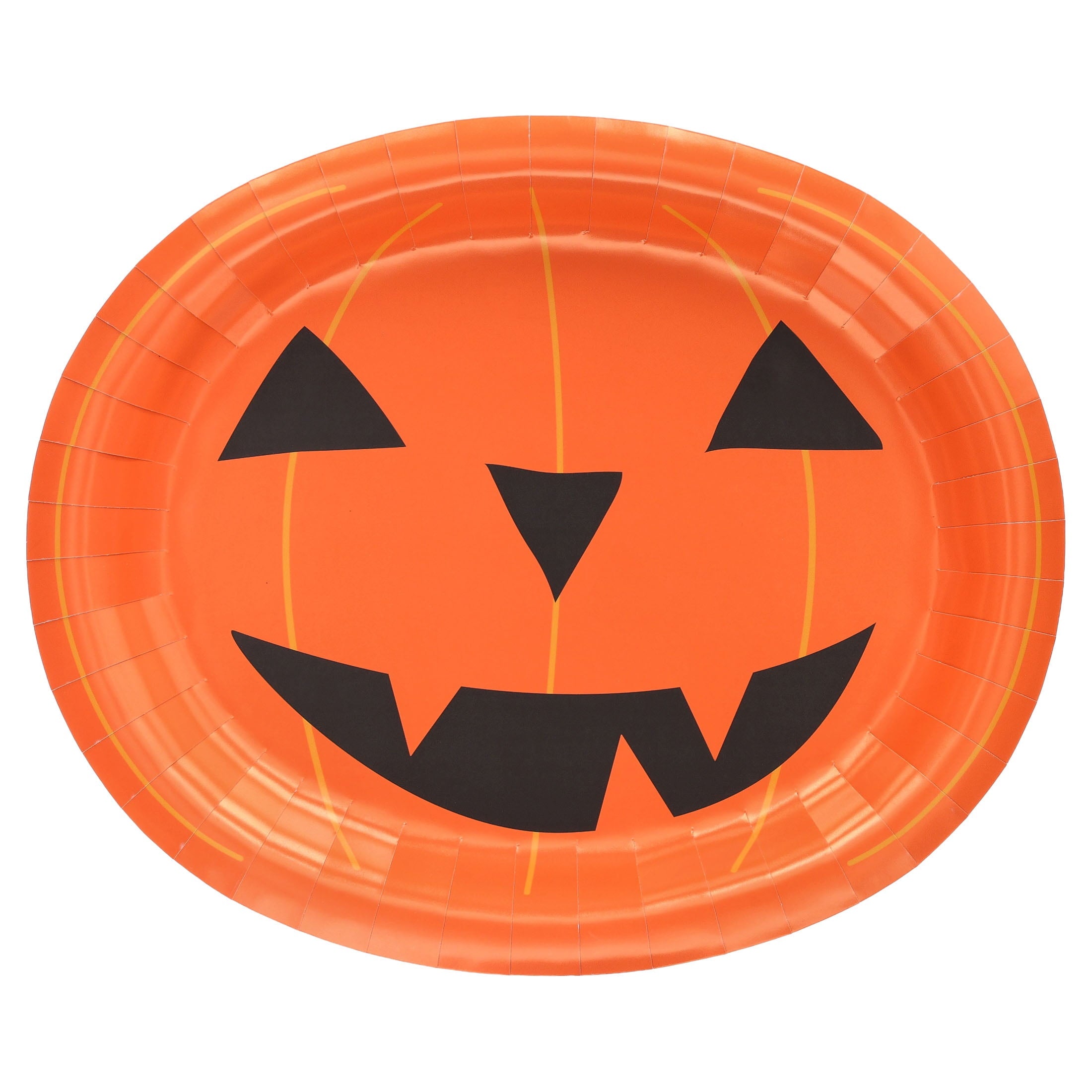 Jack-o'-Lantern Oval Disposable Paper Plates, Multicolor, 12" x 10", 8 Count, Halloween by Way To Celebrate