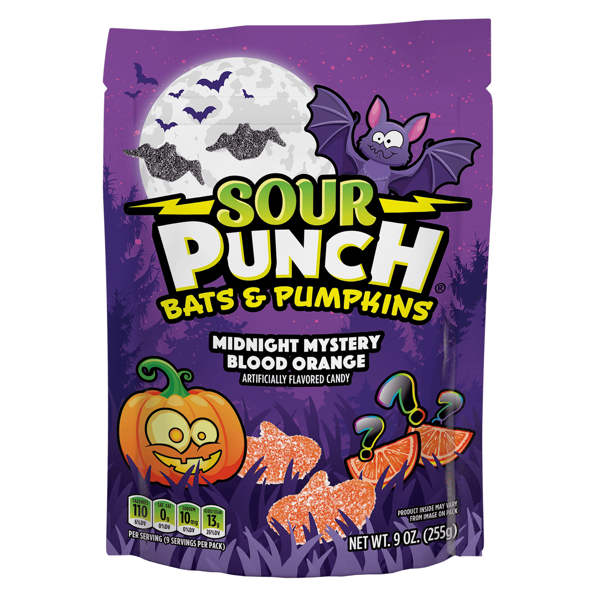 Sour Punch Bats and Pumpkins Halloween Candy 9oz Bag