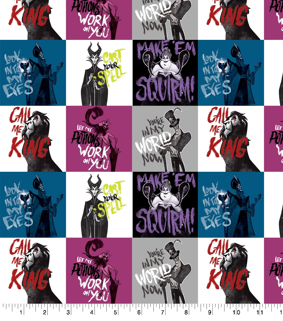 Springs Creative 18" x 21" Cotton Disney All Villains Precut Sewing & Craft Fabric, Multi-color