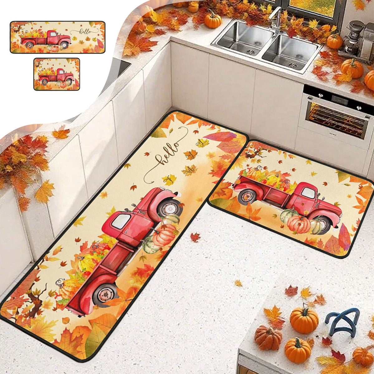 Stijggn Halloween Kitchen Mats for Floor Halloween Rugs Halloween Thanksgiving Decorations Doormat, Welcome Mats for Front Door,Spooky Outdoor Mats for Home Decor Holiday Decorative