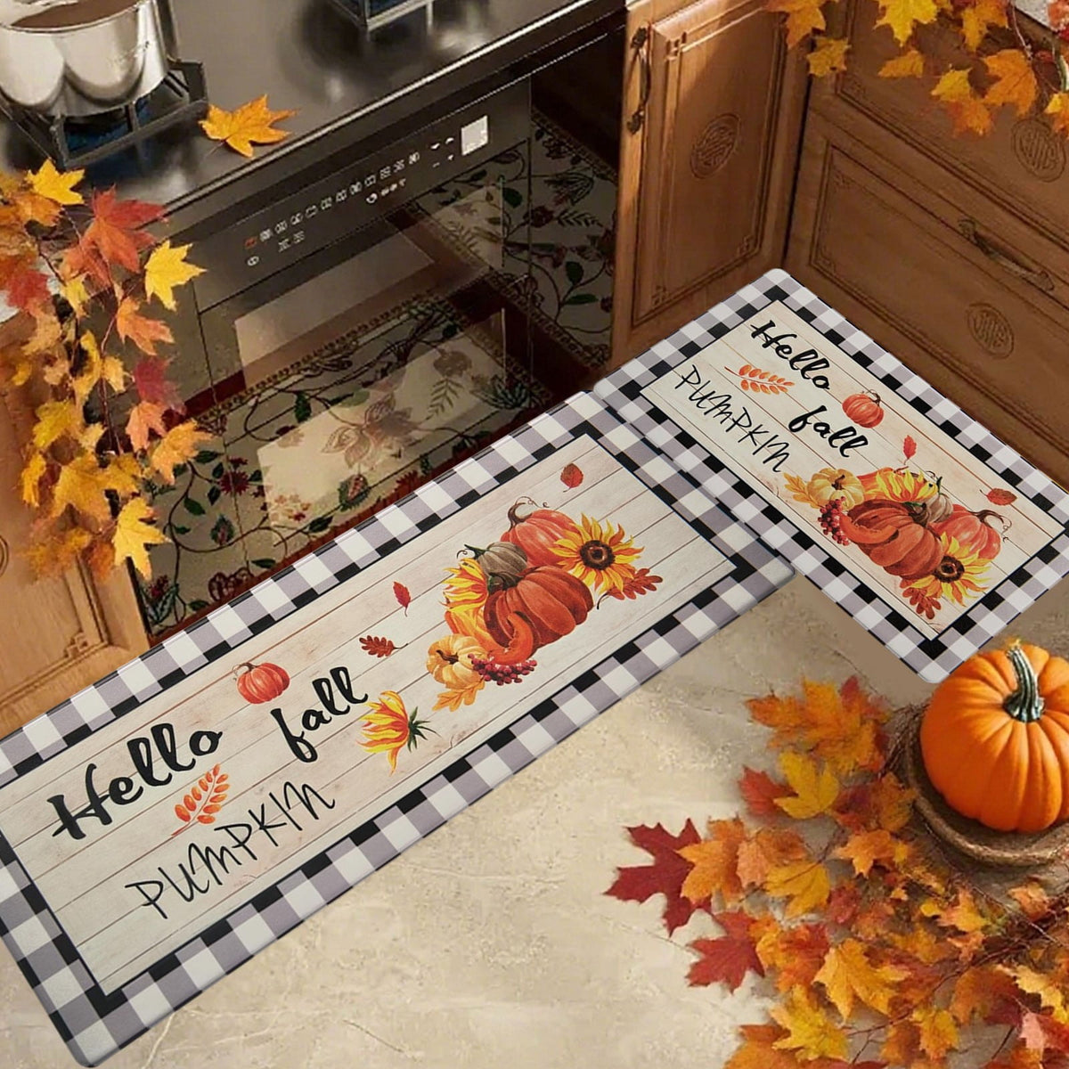 Stijggn Halloween Kitchen Mats for Floor Halloween Rugs Halloween Thanksgiving Decorations Doormat, Welcome Mats for Front Door,Spooky Outdoor Mats for Home Decor Holiday Decorative