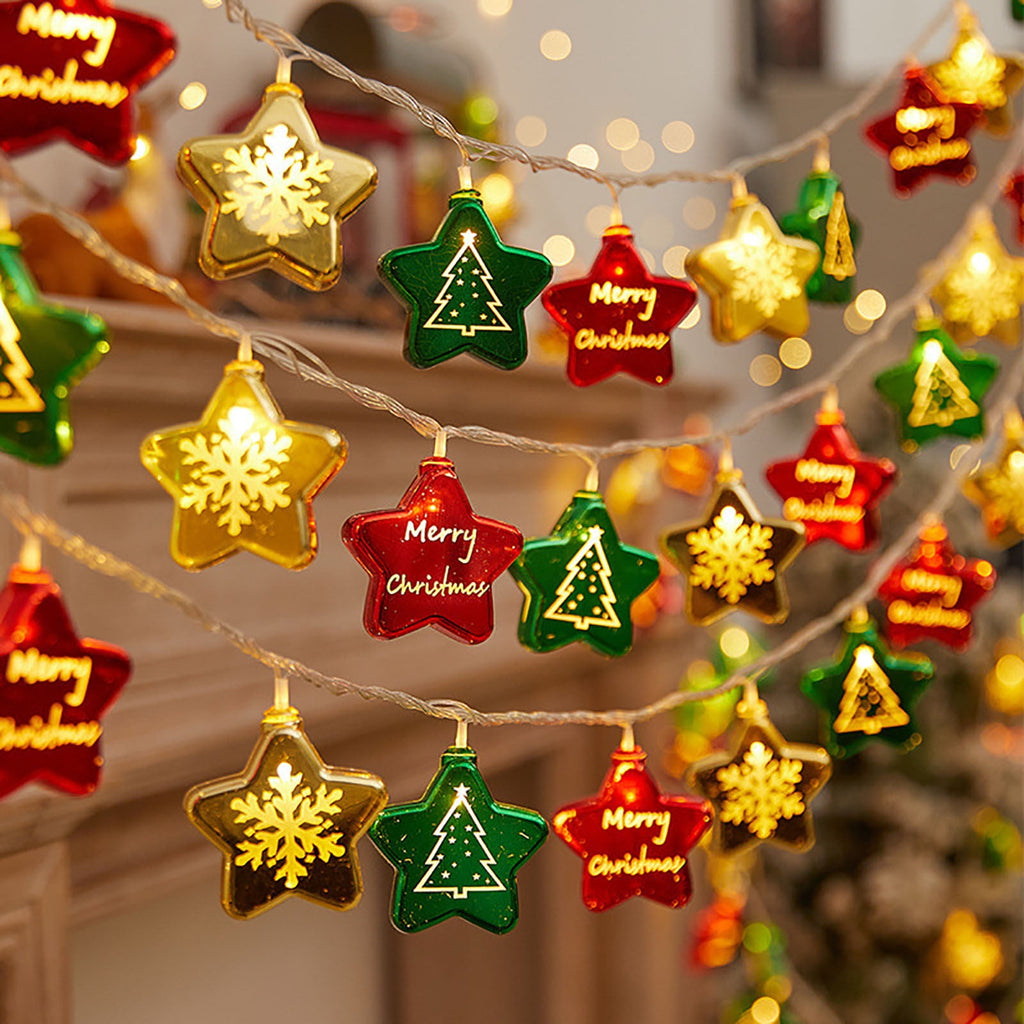 Stijggn Christmas String Lights Outdoor Christmas Decorations LED Xmas Warm White Lights Hanging Decors Battery Operated Indoor Window Lights for Yard and Patio Christmas Decor
