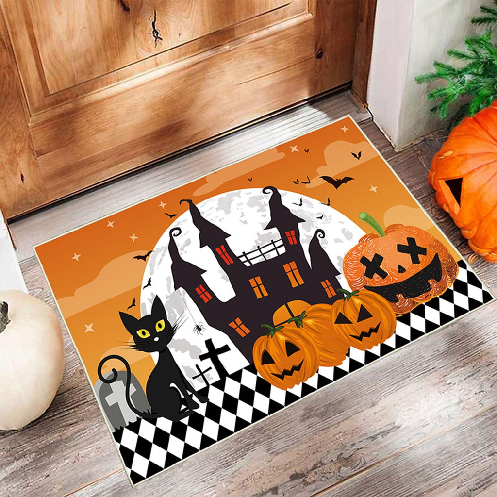 Stijggn Halloween Kitchen Mats for Floor Halloween Rugs Halloween Thanksgiving Decorations Doormat, Welcome Mats for Front Door,Spooky Outdoor Mats for Home Decor Holiday Decorative