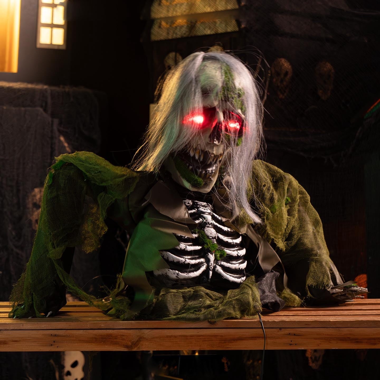 Summercome Halloween Outdoor Decoration Zombie Groundbreaker, Animatronics Zombie Props Halloween Outside Decor, Animated Groundbreaker with Sound & Glowing Eyes for Lawn Yard Haunted House Decor