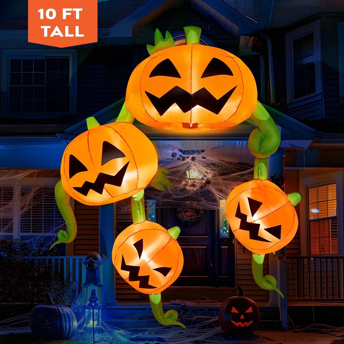 Joyfy 4.5 FT Halloween Inflatable Decorations Outdoor Scary Flying Ghost Broke Out from Window with Built-in LED Blow Up Inflatable for Window Decoration Yard Garden Lawn Decor