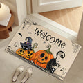 TOPRenddon Happy Halloween Door Mat, Front Door Mat Non Slip, Welcome Skull Ghost Yard Floor Doormat Kitchen Entry Outdoor Indoor Entrance