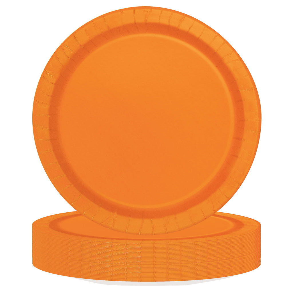 Way To Celebrate Orange Disposable Paper Plates, 7 in, 70 Count