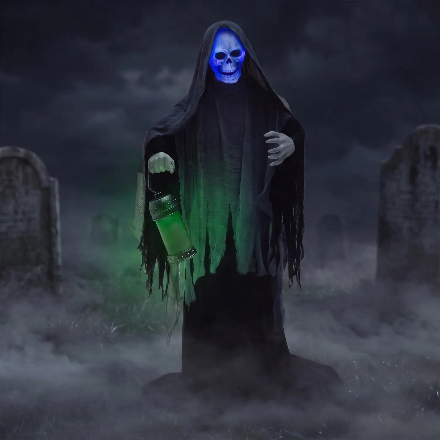 Tekky Toys 5.5 ft Animated Rising Ghost Reaper Halloween Decoration - Gray