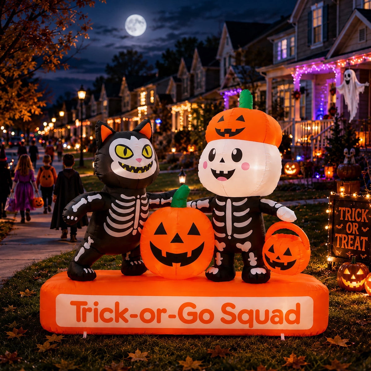 Toiyjofe 5.5 ft Halloween Inflatable Ghost with Pumpkin, LED Lighted Cute Halloween Yard Decoration for Porch, Lawn, Walkway & Party