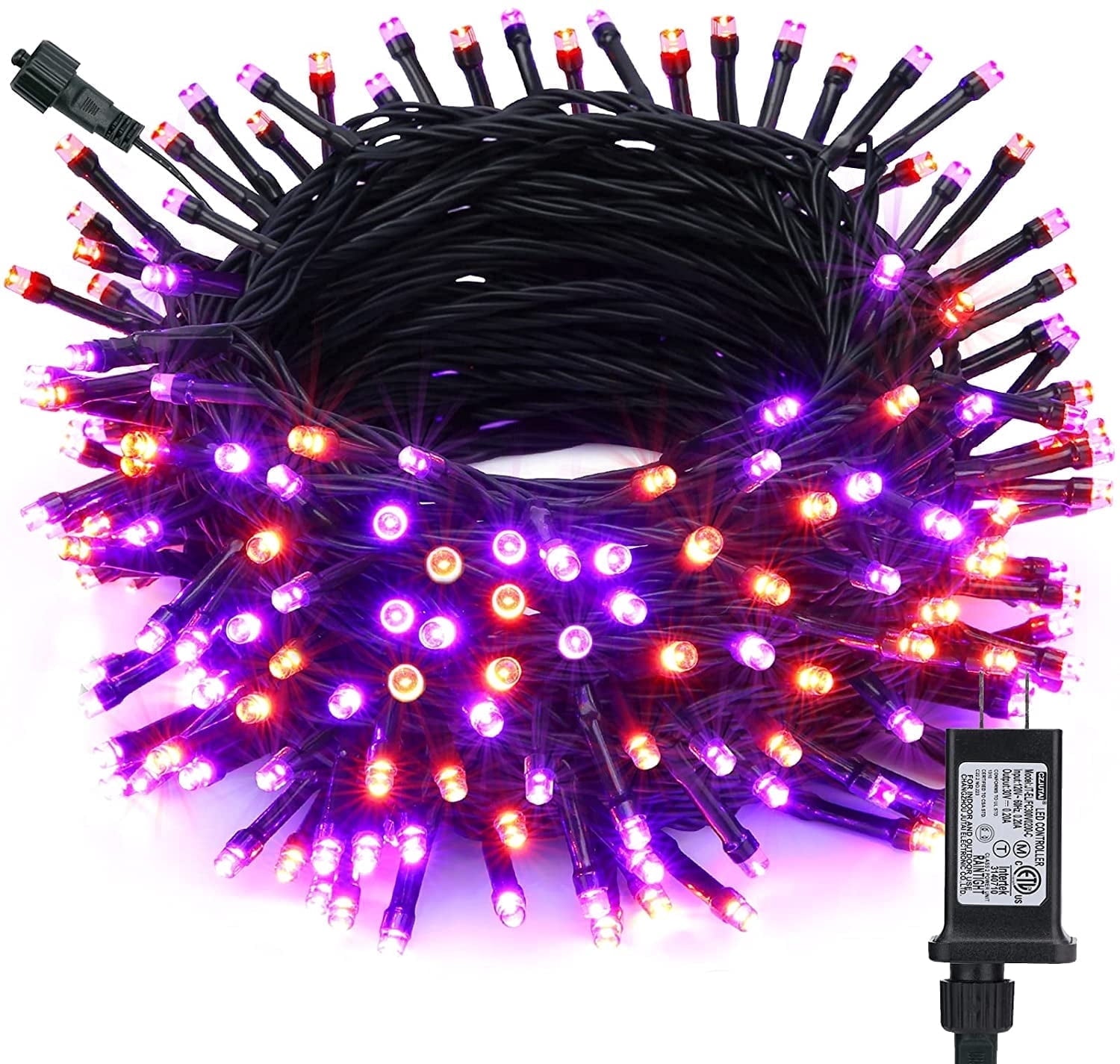 Toodour Orange & Purple Halloween Lights, 82ft 200 LED Plug in Halloween String Lights with 8 Modes, Memory & Timer Function, Connectable Halloween Outdoor Lights for Home, Garden, Halloween Decor