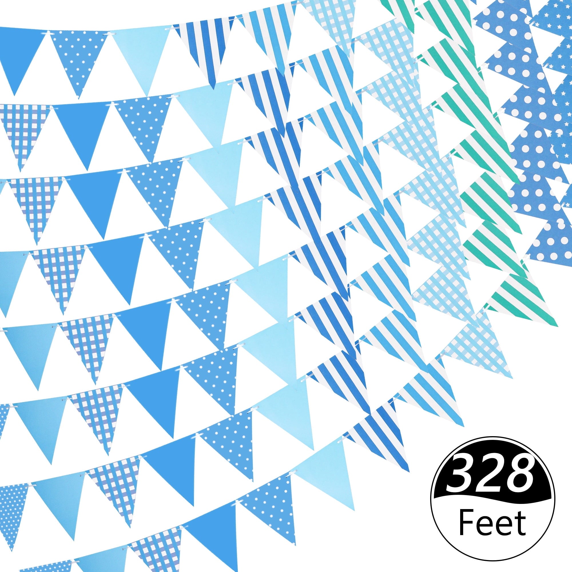 Tripumer 120 Pcs Triangle Flag Banner String for Halloween Decorations 164ft Birthday Hanging Flag for Birthday Party Mardi Gras Outdoor Event Decorations - Black+White+Orange