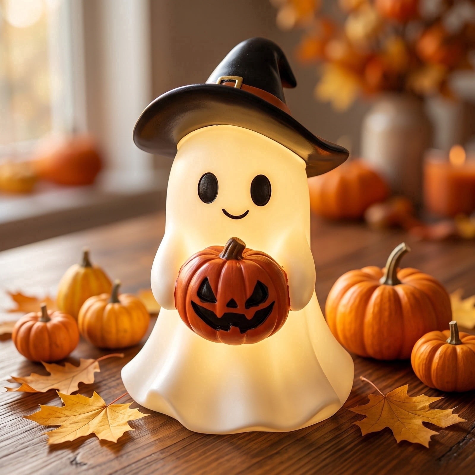 Ghost Bubble Bath LampHalloween Bathroom Decor Gifts Under 20 Bathtub Ghost & Dog Resin Figurine, Warm LED Halloween Tabletop Decor for Bathroom, Bedroom, Kids Room & Fall Home Accent