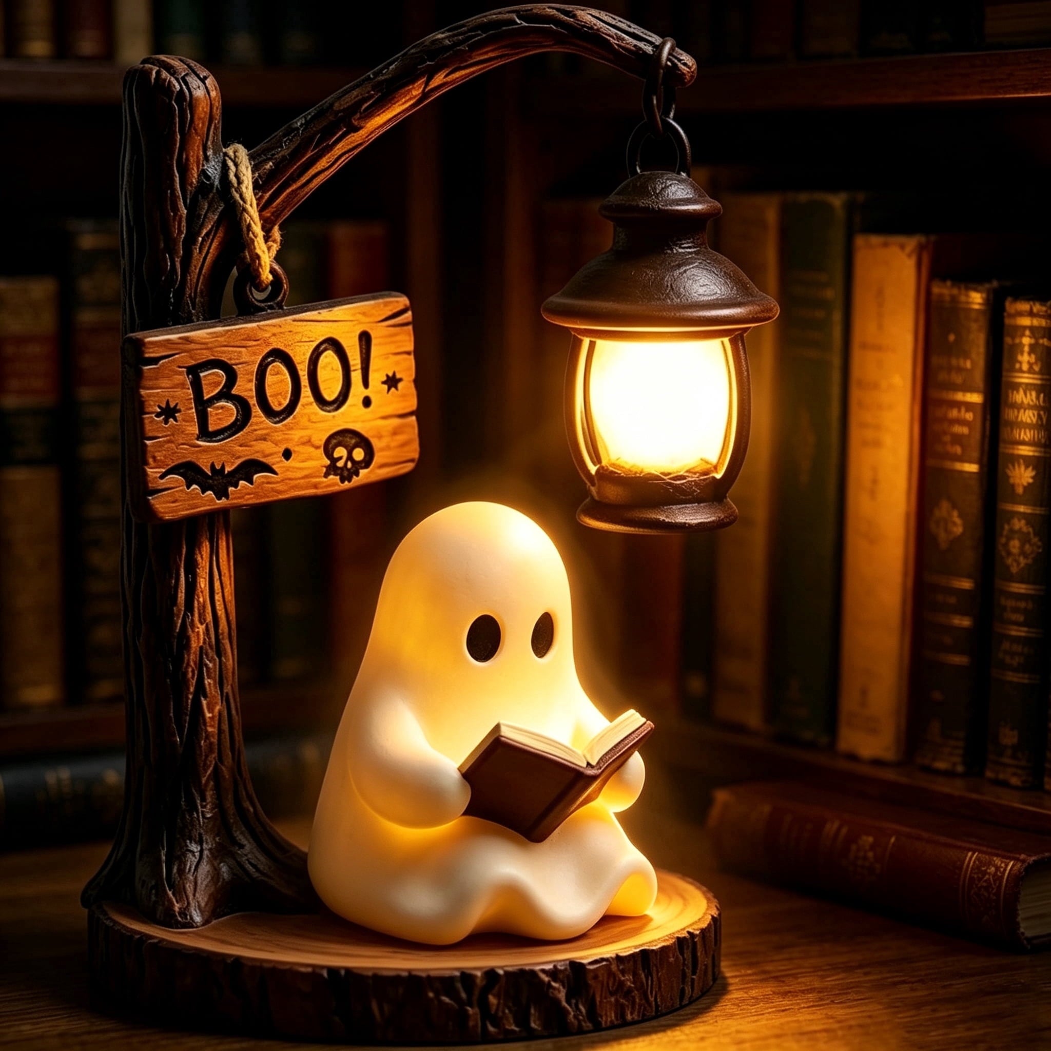Ghost Bubble Bath LampHalloween Bathroom Decor Gifts Under 20 Bathtub Ghost & Dog Resin Figurine, Warm LED Halloween Tabletop Decor for Bathroom, Bedroom, Kids Room & Fall Home Accent