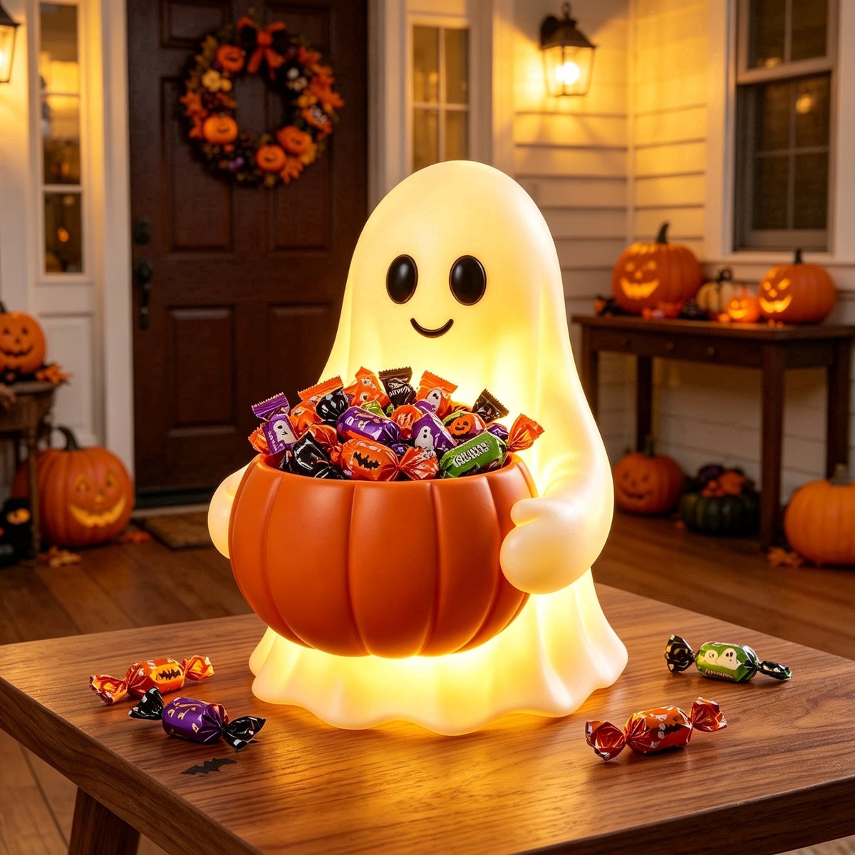 Ghost Bubble Bath LampHalloween Bathroom Decor Gifts Under 20 Bathtub Ghost & Dog Resin Figurine, Warm LED Halloween Tabletop Decor for Bathroom, Bedroom, Kids Room & Fall Home Accent
