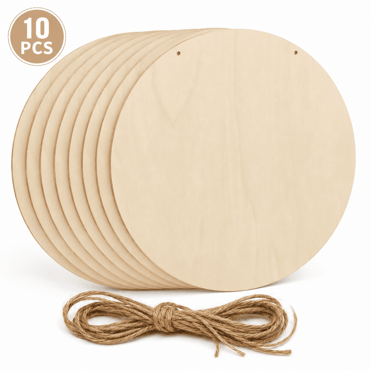 Unfinished Wood Crafts,DIY Wood Rounds for Crafts,Door Hanger Painting DIY Home Decor 12" 10 Pack