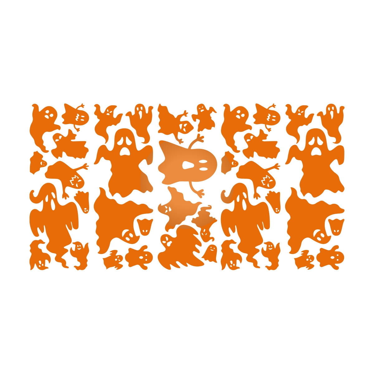 Vinyl Wall Decal - Halloween Ghost Pattern 16" x 30" - Halloween decoration, Seasonal Decor - Teens, Adults, Indoor, Outdoor, Wall, Door, Window, Living Room, Office