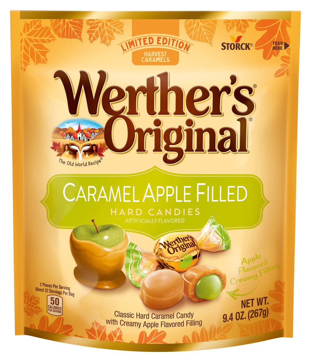 Werther's Original Limited Edition Fall Harvest Caramel Apple Filled Hard Candies, 9.4 oz Bag