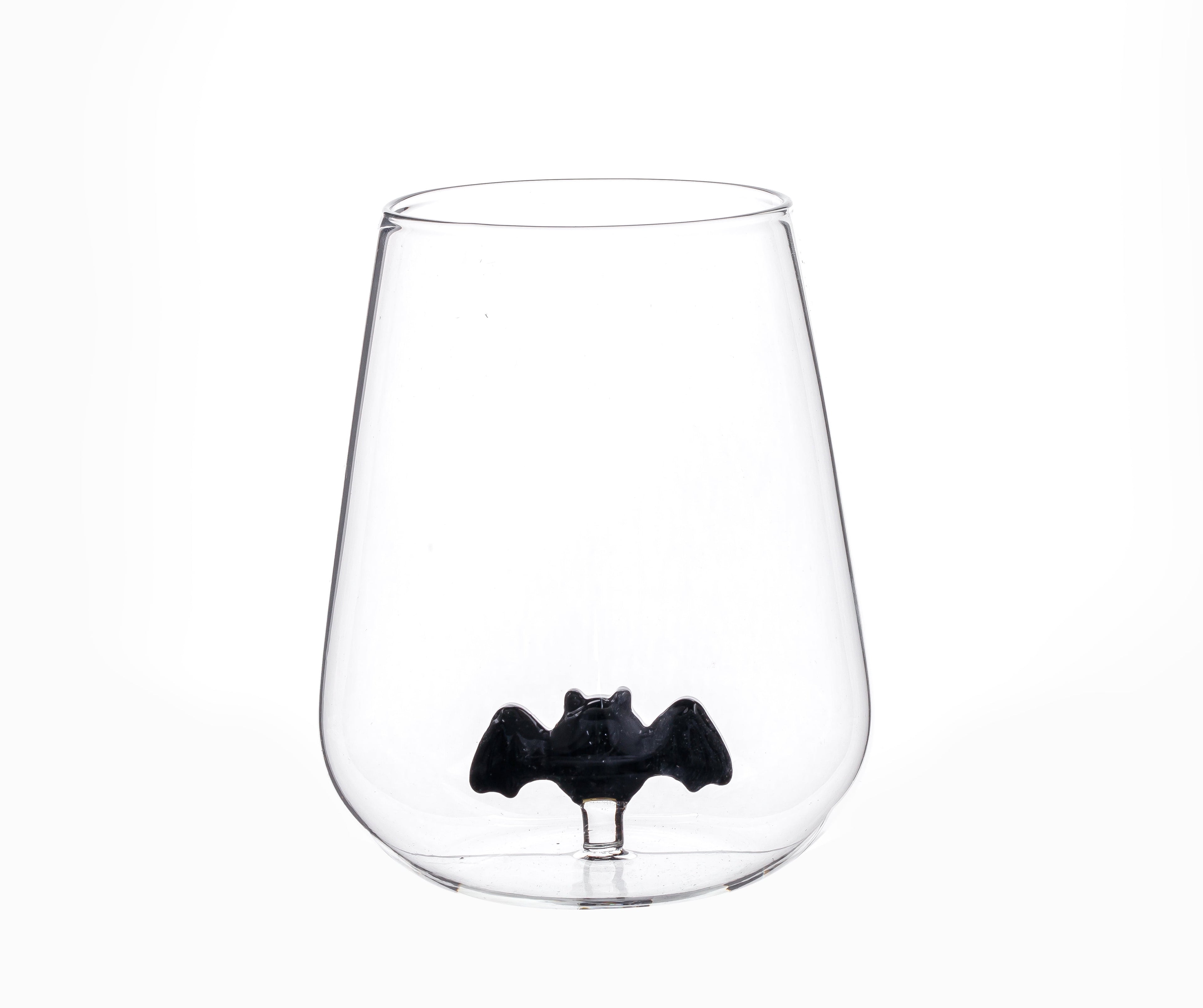 Way To Celebrate Halloween Stemless Wine Glass with Bat, 16.5 oz