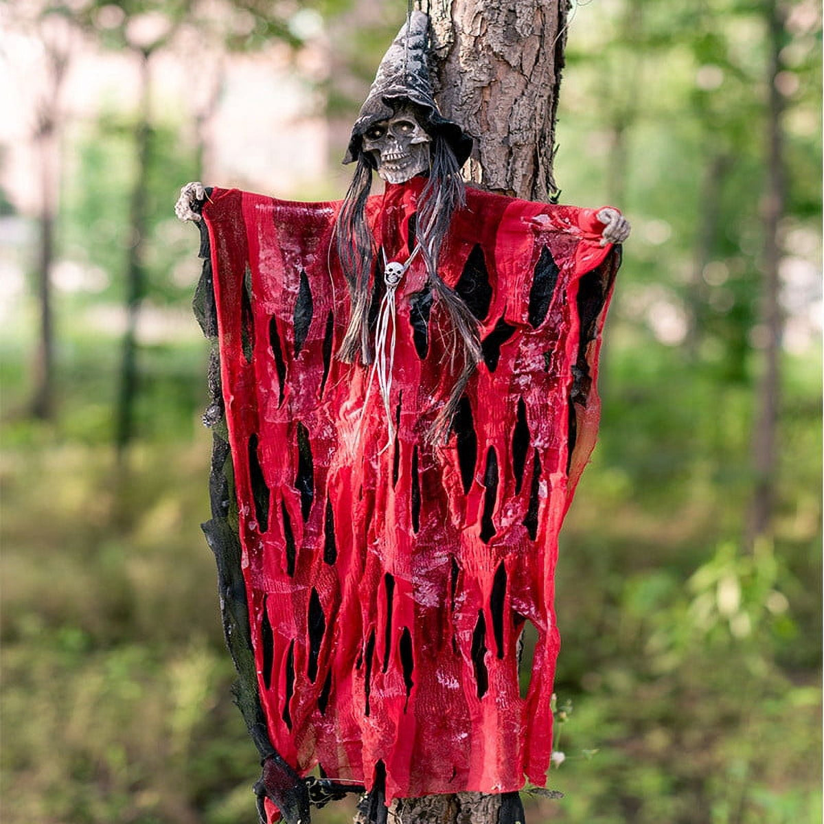 Wadada Halloween Animated Hanging Talking Witch, Sound Activated Halloween Decor Animatronic Hanging Decorations for Haunted House Prop Decor, Outdoor/Indoor Decorations (27.5 Inch)