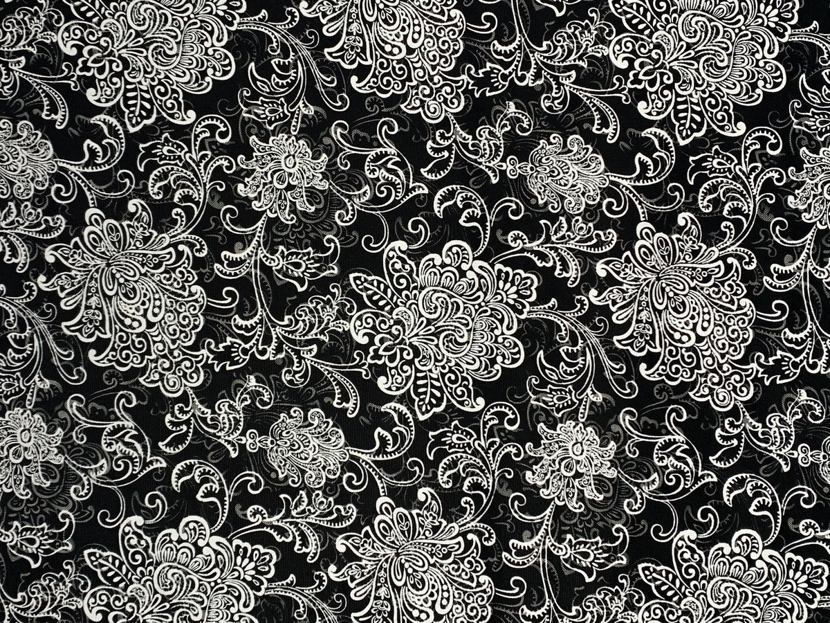 Waverly Inspirations 45\" 100% Cotton Duck Petal Print Black Sunshine Color Sewing Fabric by the Yard