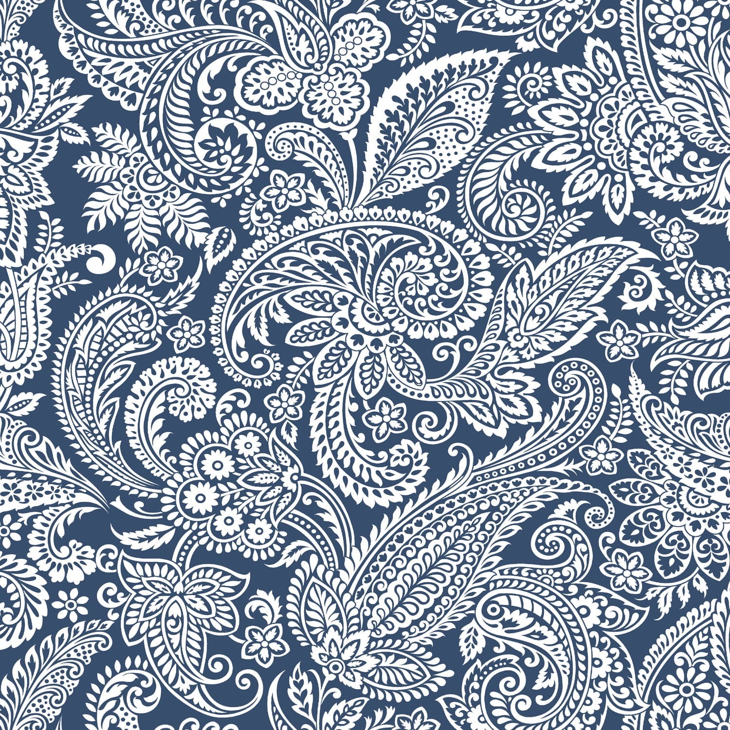 Waverly Inspirations 45 in 100% Cotton Duck Sewing & Craft Fabric by the Yard, Navy Graphic Paisley