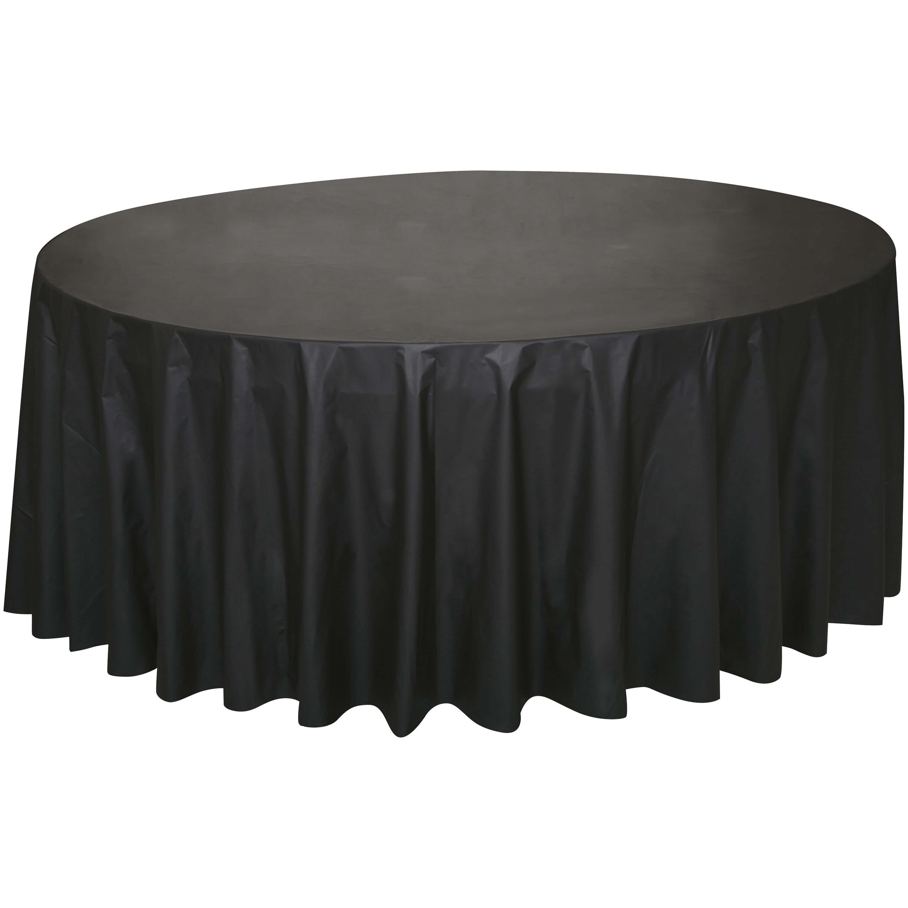Way To Celebrate Round Plastic Table Cover, Black, 84 in, 1 Count