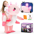 WonderStone Axolotls Inflatable Costume with LED Lights, Halloween Ride-on Costume, Blow-Up Dragon Onesie for Cosplay Party, Suitable for Kids Ages 7-12