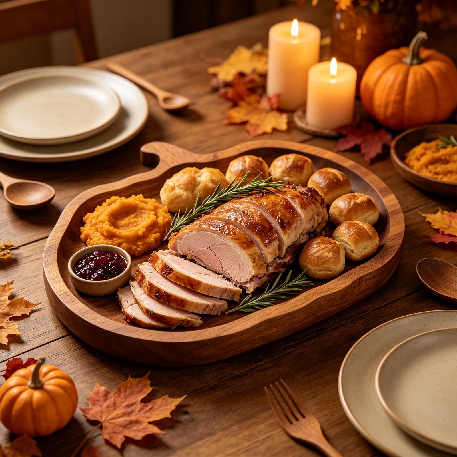 geerera Pumpkin Shaped Wooden Serving Board, Cheese & Charcuterie Platter for Fall, Thanksgiving & Halloween Parties