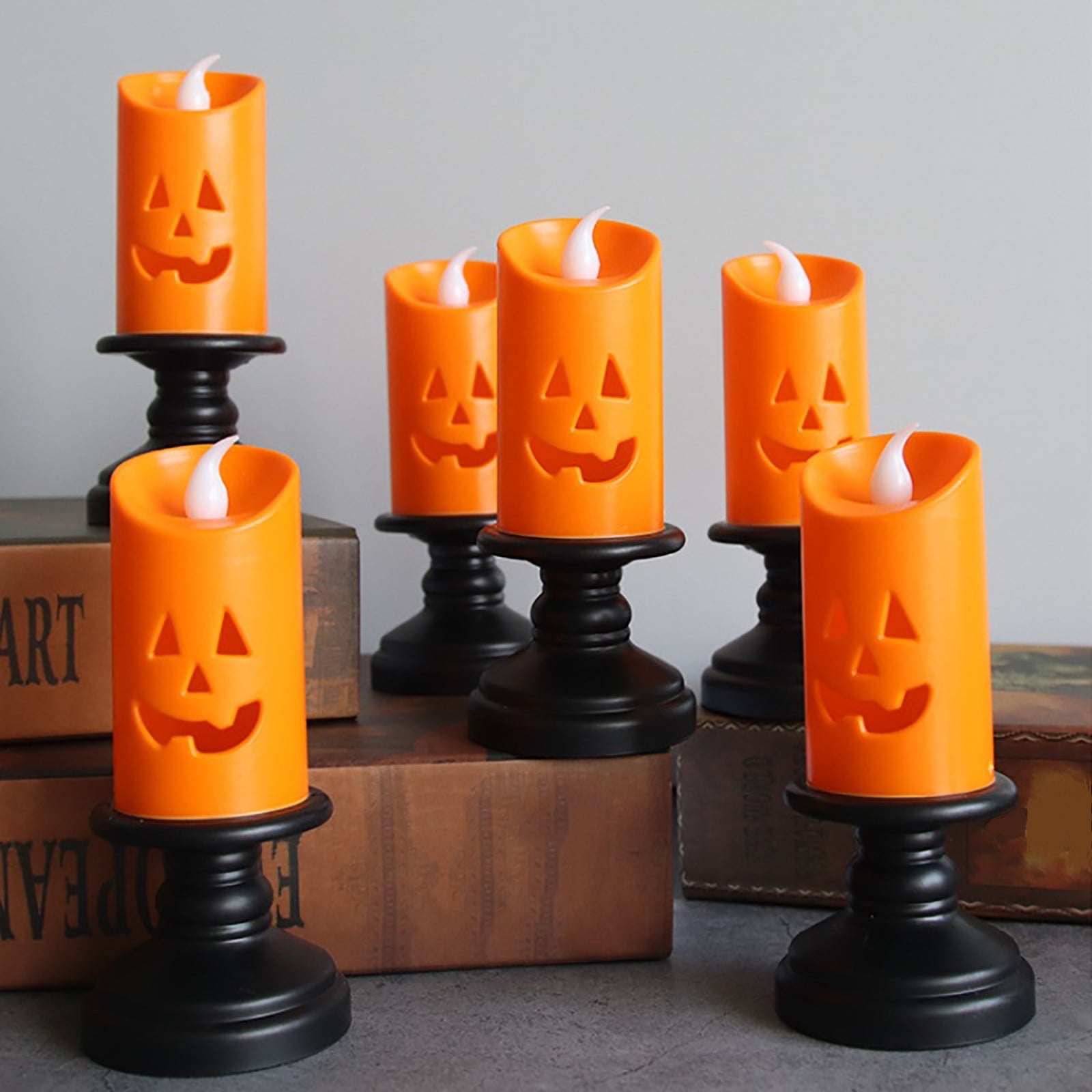 XGFHYJEH Halloween Decorations LED Candle Lights, 3pc Pumpkin Lantern, Halloween Indoor Decor, Halloween Table Decoration Ornament for Home Room Party