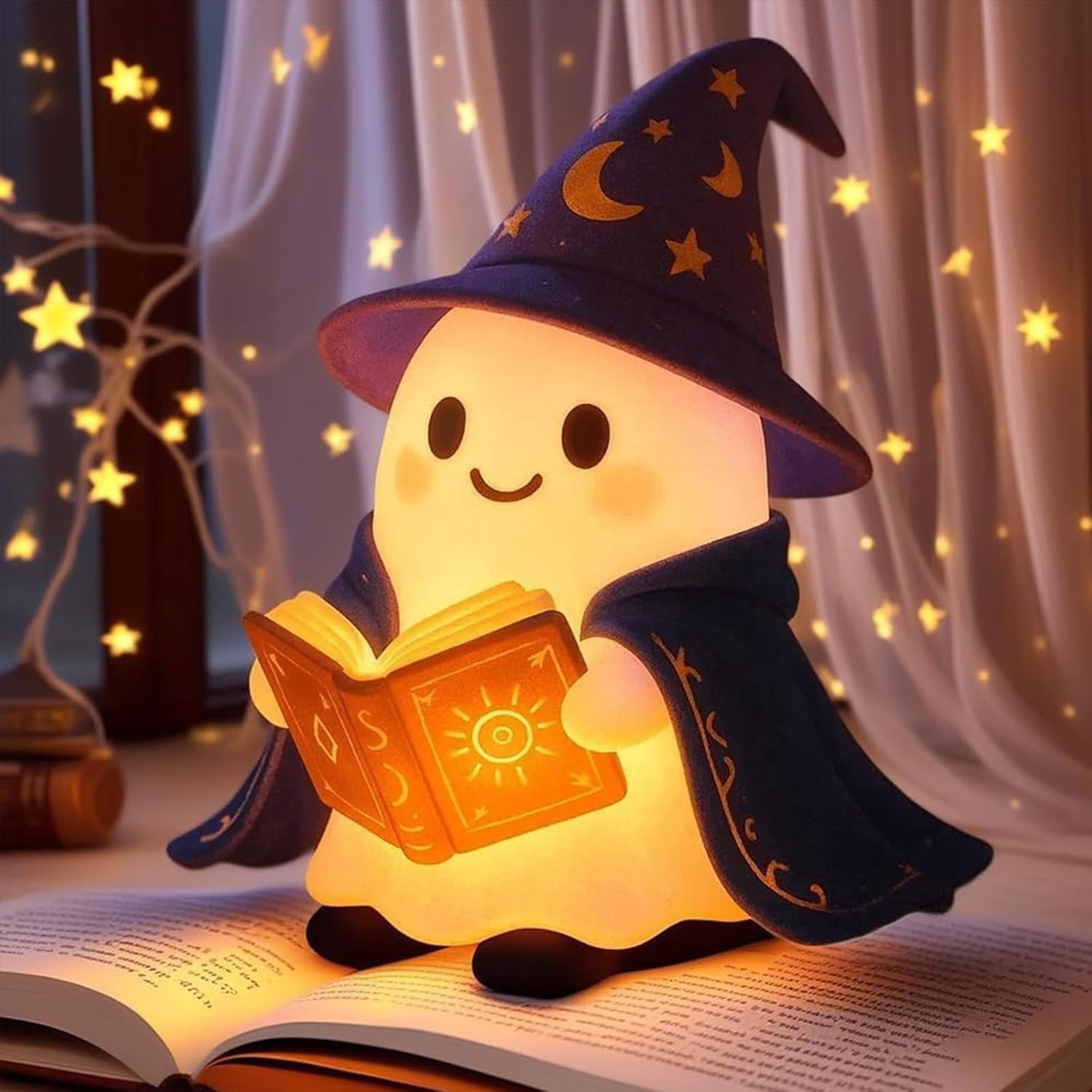 YZEGDCH Halloween 3D Ghost Campfire Flickering Night Light 2 Funny Roasting Marshmallows at Campfire LED Electric Faux Flameless Campfire Nightlight Funny Halloween Decor