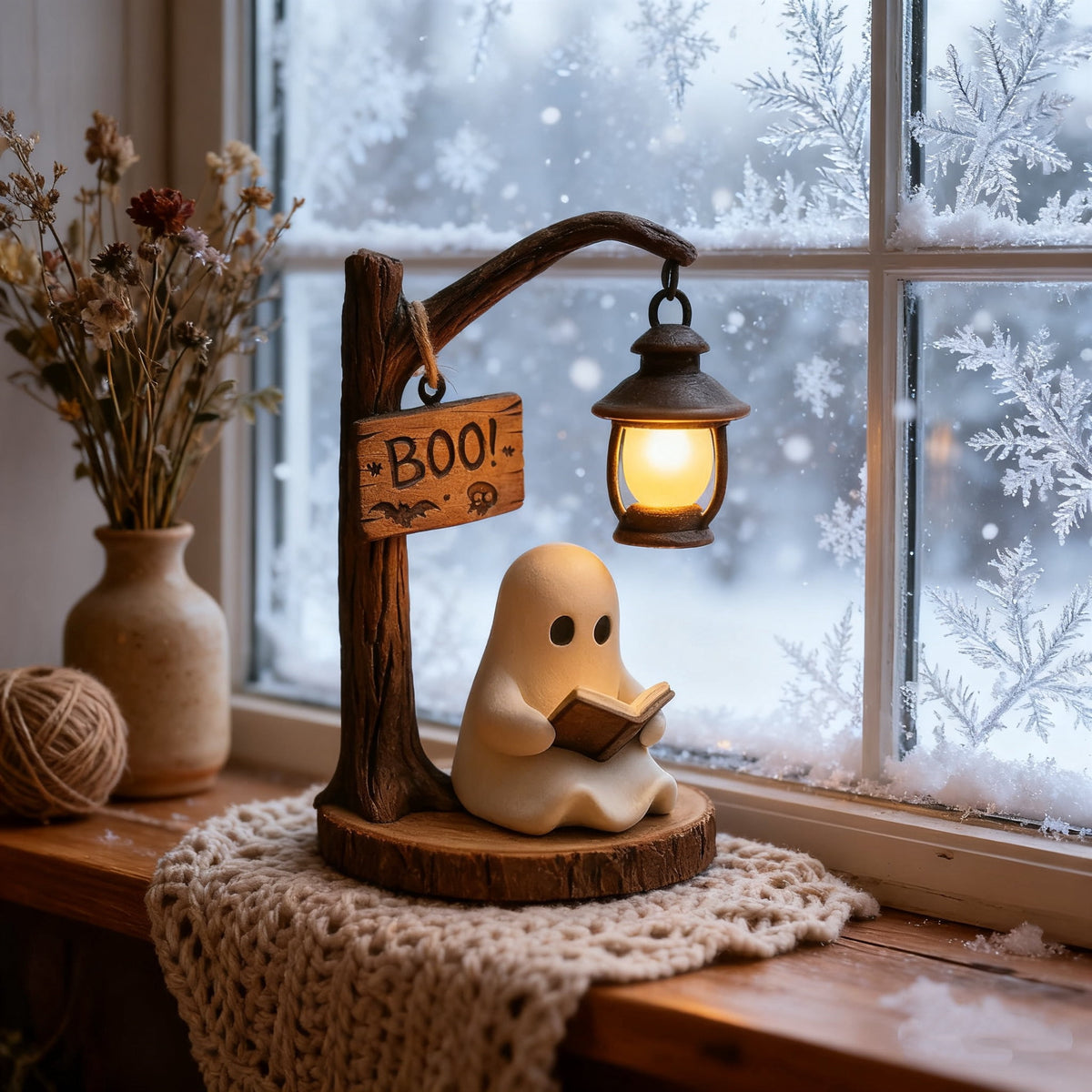 YZEGDCH Halloween 3D Ghost Campfire Flickering Night Light 2 Funny Roasting Marshmallows at Campfire LED Electric Faux Flameless Campfire Nightlight Funny Halloween Decor