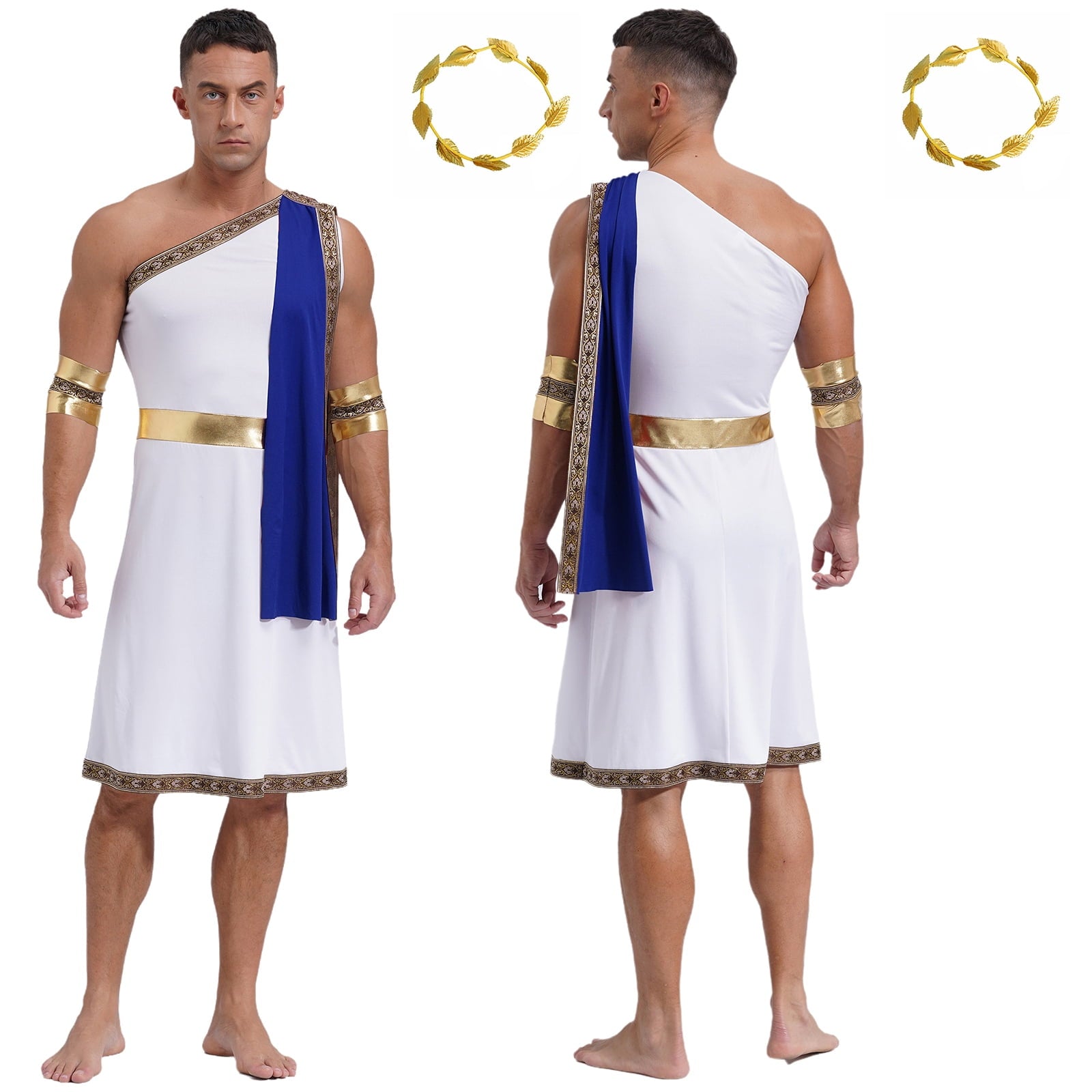 YiZYiF Mens Halloween Ancient Greek Cosplay Costume Roman Toga Caesar Party Fancy Dress Up Set Black S