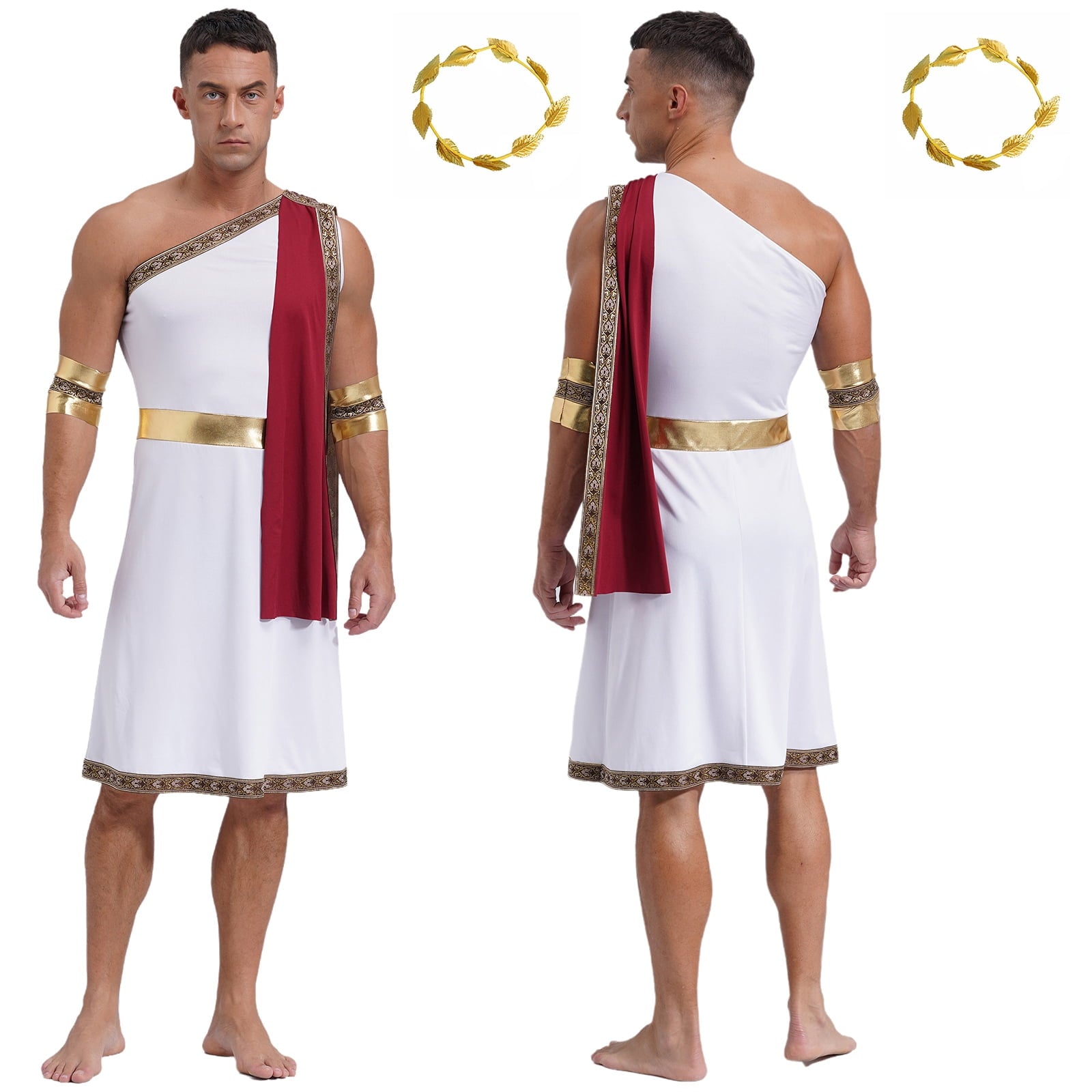 YiZYiF Mens Halloween Ancient Greek Cosplay Costume Roman Toga Caesar Party Fancy Dress Up Set Black S