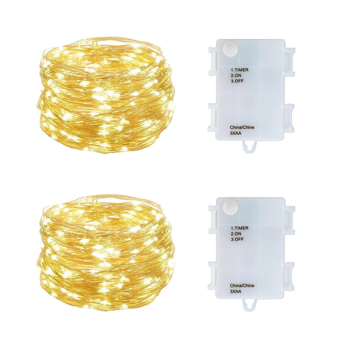 2 Pack Battery Operated Mini Lights,Indoor Led Fairy Lights with Timer 6 Hours on/18 Hours off for Wedding Party Decorations,50 Count Leds,17 Feet Silver Wire(Cold White)