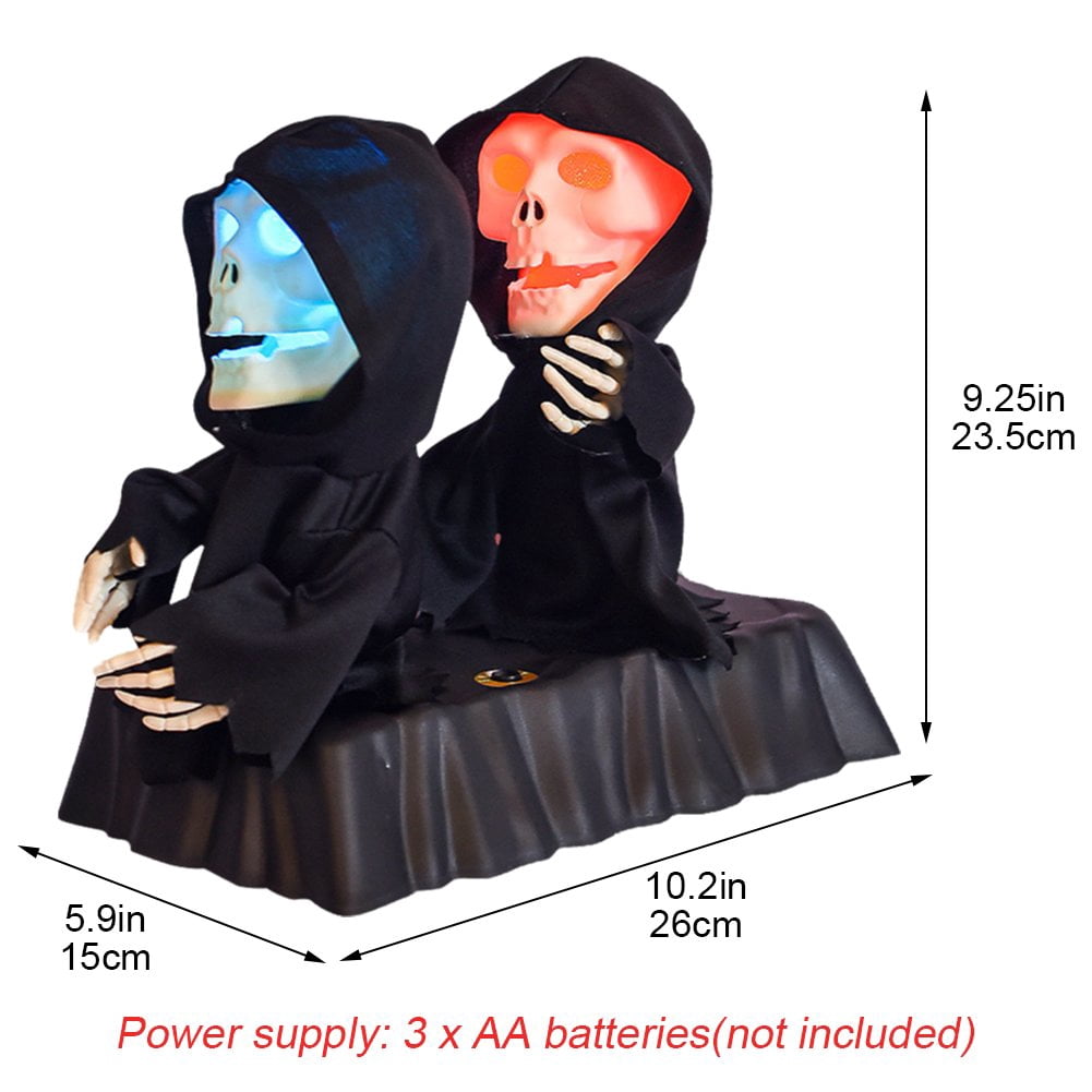 Jiibva Halloween Skeleton Animated Props for Indoor and Outdoor Dancing Skeleton Halloween Decoration Singing with LED Eyes Battery Operated Scary Skeleton Props