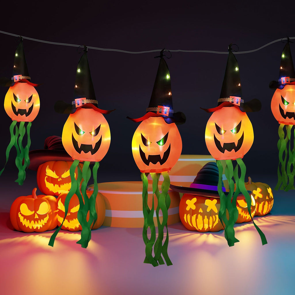 Deago Halloween Lights 9.8ft Battery Operated Ghost Witch Hat 5 LED String Lights Halloween Decoration for Indoor Outdoor Home Party Halloween Decor, White