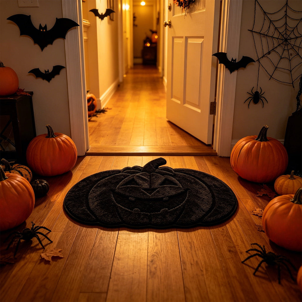 BZPIZ Halloween Cute Pumpkin Door Mat for Front Door, Doormat Outside Entrance, Halloween Decor for Porch and Entryway, Indoor & Outdoor Use Orange
