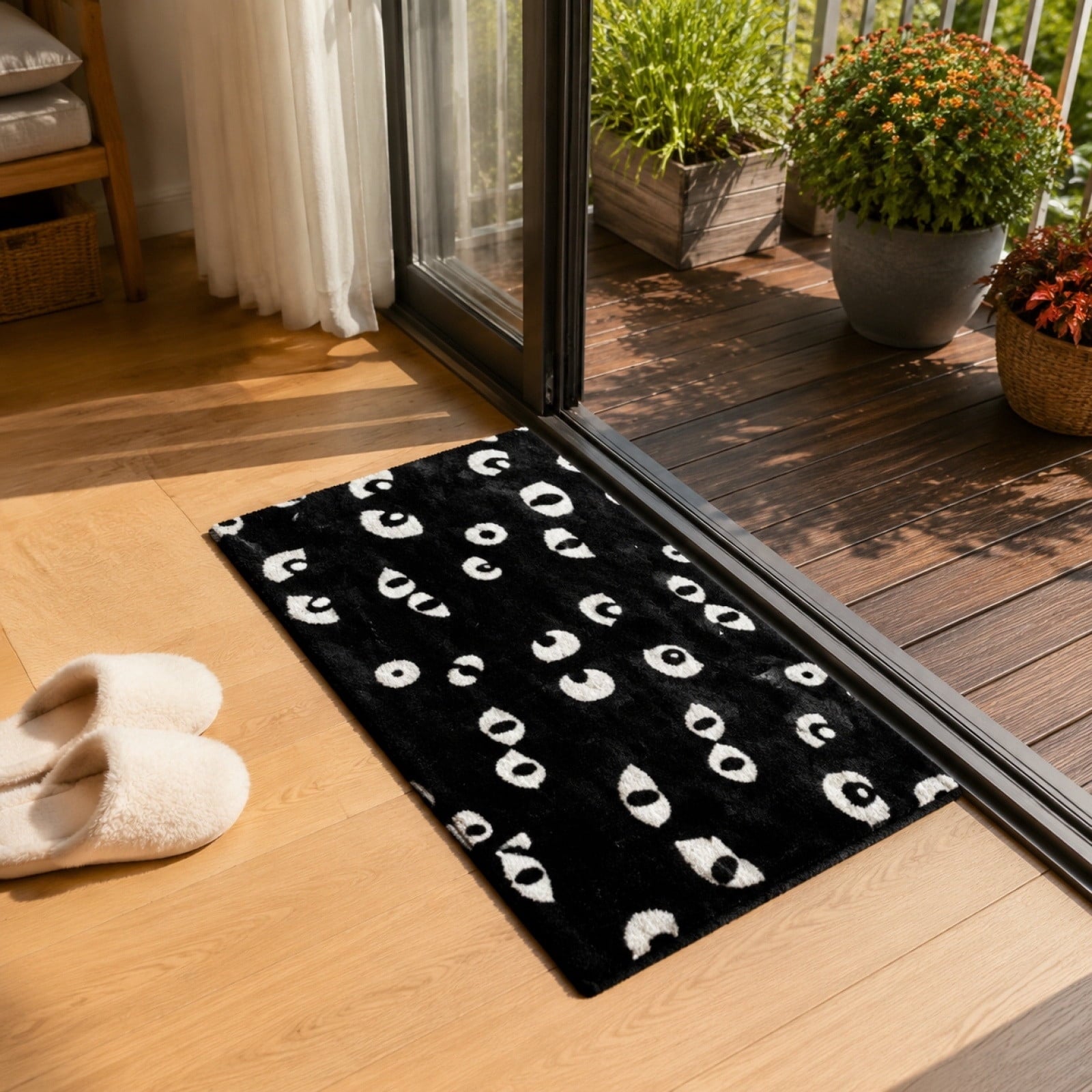 Halloween Eye Pattern Faux Coir Doormat, Non Slip Coir Door Mat for Front Door Entryway, Indoor Outdoor Welcome Rug for Bathroom Kitchen Patio Porch Decor, 20" x 31.5"