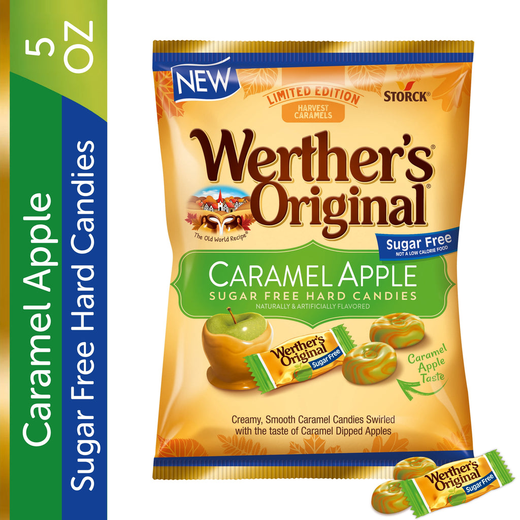 Werther's Original Sugar Free Caramel Apple Hard Candies, Limited Edition Fall Harvest, 5 oz Bag