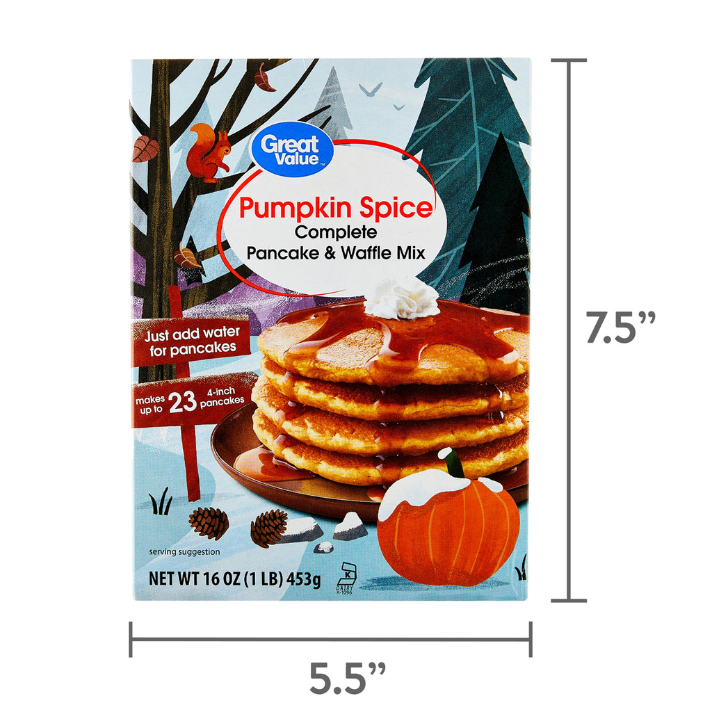 Great Value Pumpkin Spice Pancake & Waffle Mix, 16 oz Box