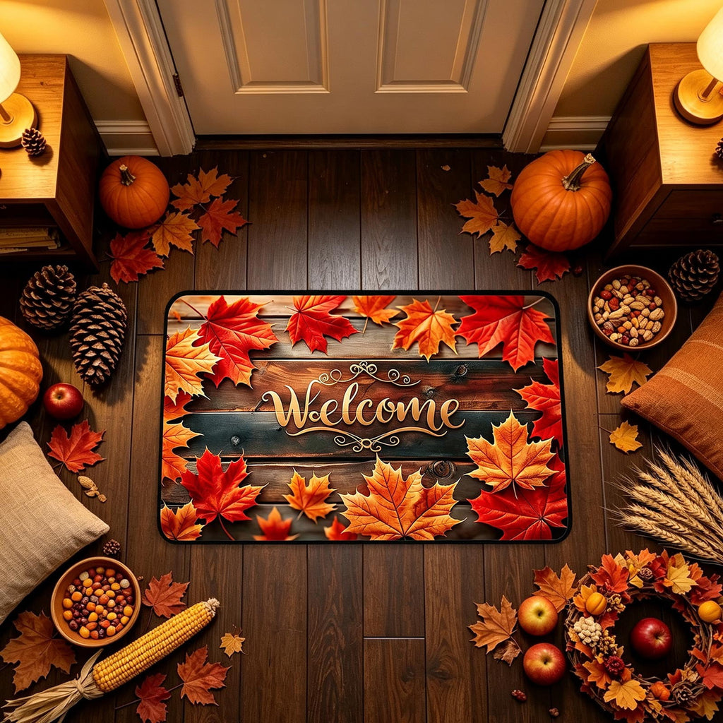 Autumn Door Mat for Entryway, 16x24 Inch, Fall-Themed Floor Doormat for Home Decor, Non-Slip Rug Mat for Living Room, Kitchen, Bedroom, Gifts for Fall Lovers (E)