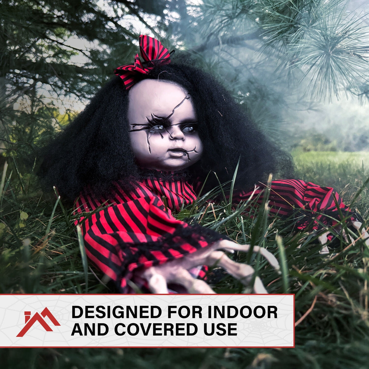 Haunted Hill Farm 44" Animatronic Doll with Light-up Blue Eyes, Multicolor, HHGBGIRL-2LSA