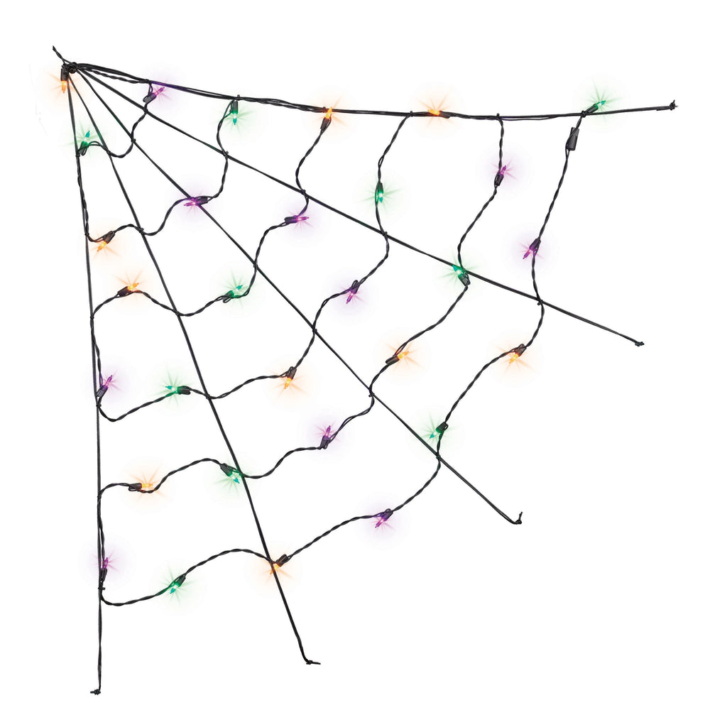 Indoor/Outdoor 30-Count LED Corner Web Lights, Multicolor, 30" x 30", Halloween by Way To Celebrate