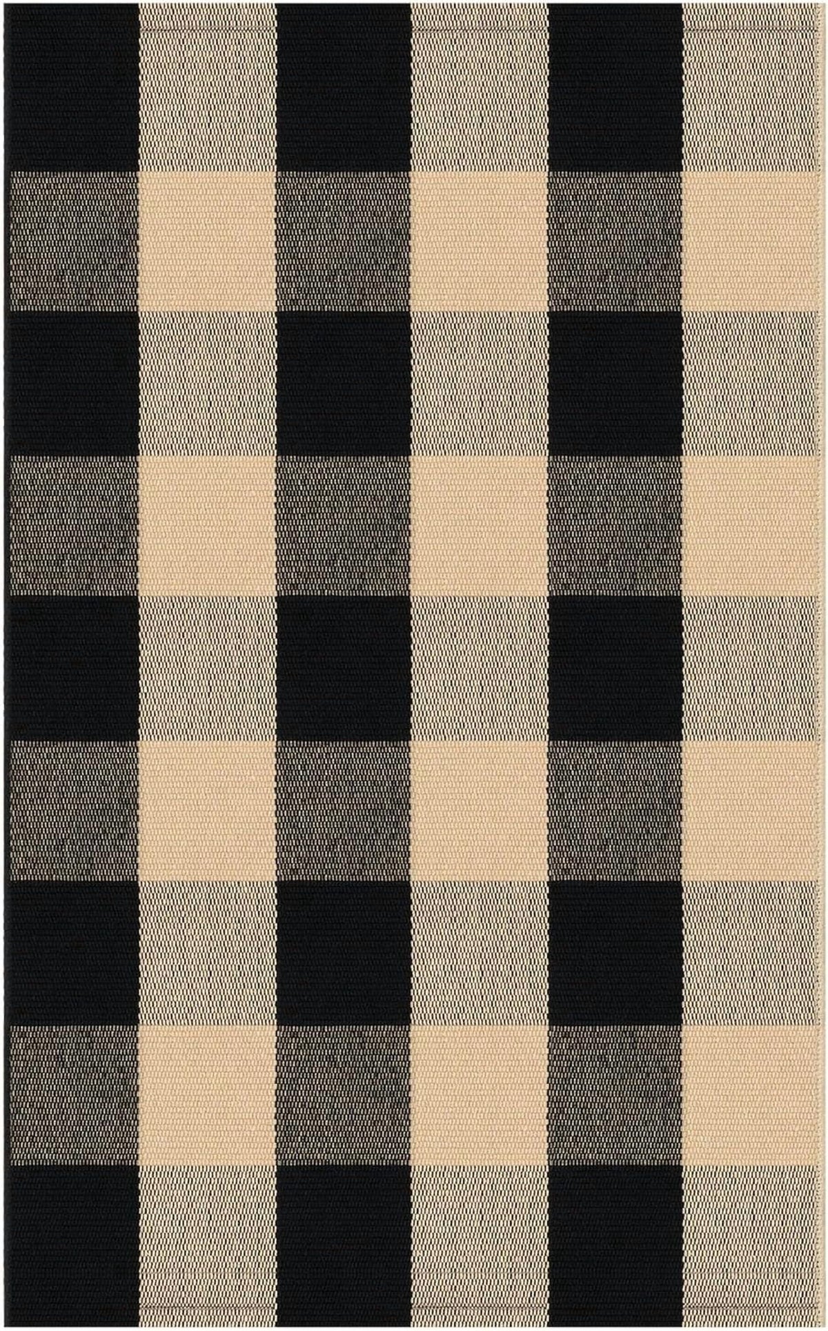 HearthHarmony Buffalo Plaid Area Rugs 2x3 Ft Brown and Black Checkered Rugs Washable Front Door Mat Hand Woven Cotton Outdoor Small Rug for Front Porch Kitchen Entryway Patio Bathroom