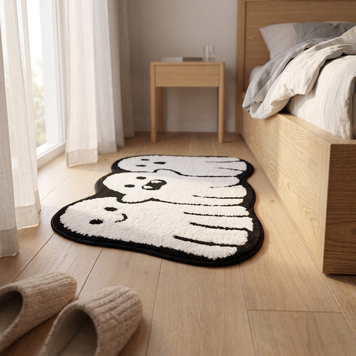 Halloween Bath Mat Ghost Multicolor Irregular Mat 27.56x17.72in Polyester Skidproof & Absorbent for Bathroom Entryway Living Room Halloween Door Mat by MPOISVA