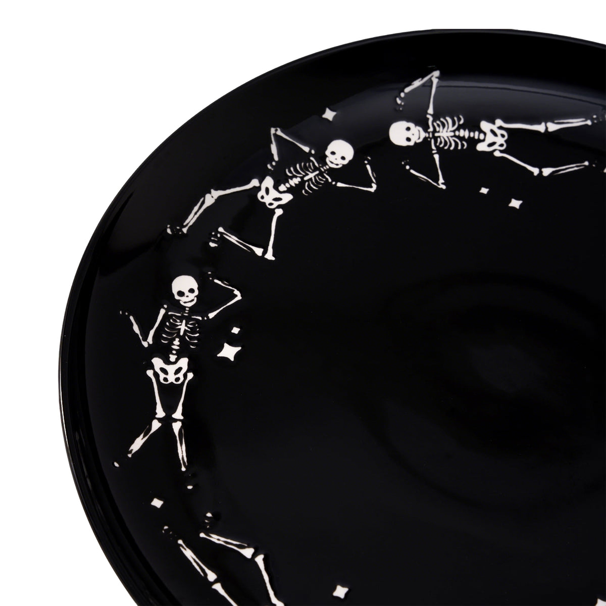 Way To Celebrate Halloween Dancing Skeleton Round Serving Tray, Black, 11.93 in