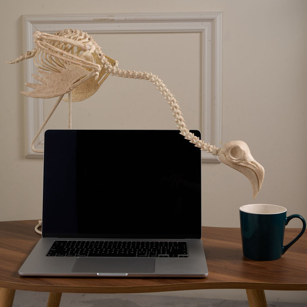 Joyfy 2 Pcs Duck Skeleton Halloween Decoration,4.5 Inch Posable Plastic Animals Halloween Skeleton for Indoor Outdoor Halloween Decorations,Haunted House Party Props
