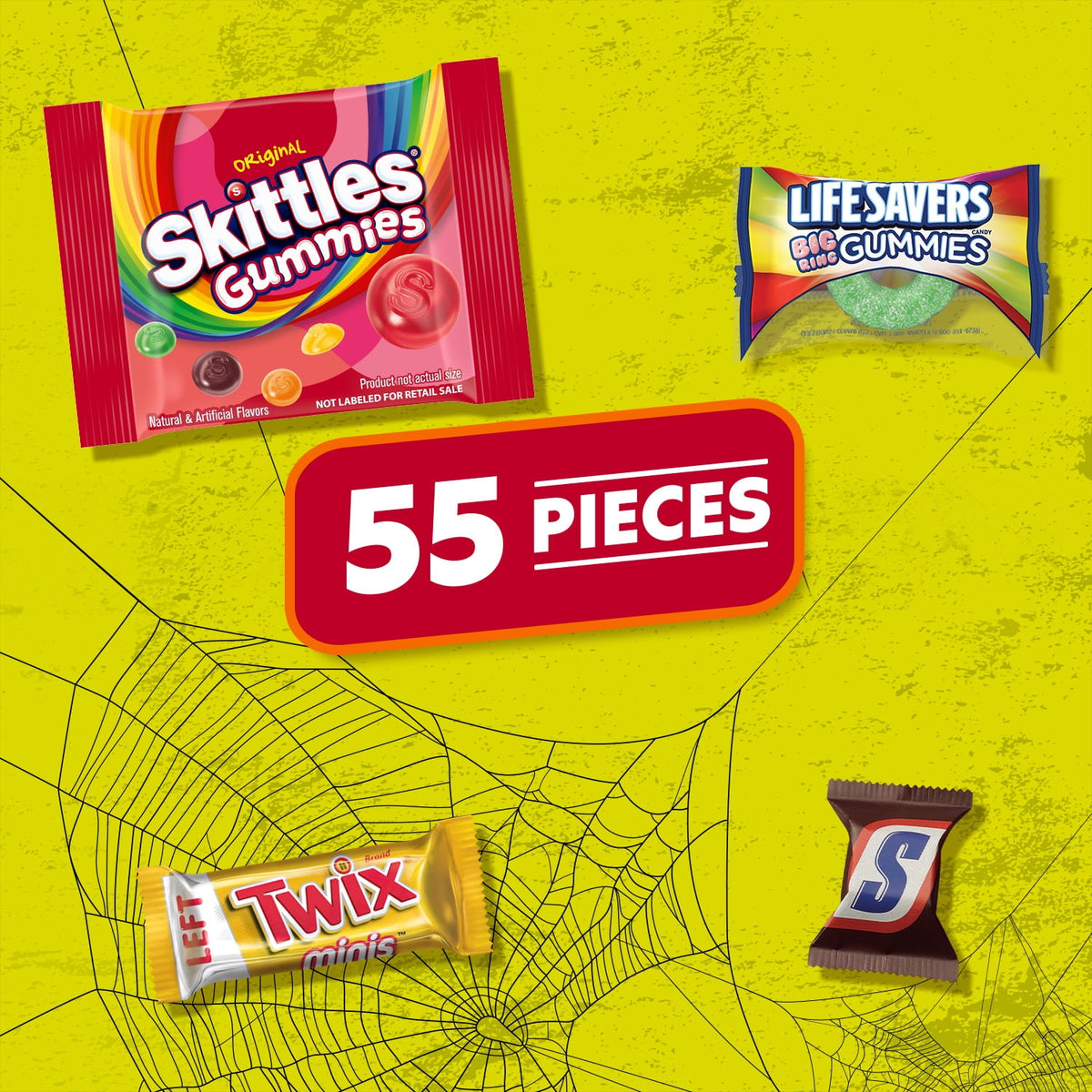 Snickers, Skittles Gummies & More Halloween Candy Variety Pack - 155 Ct Bulk Bag