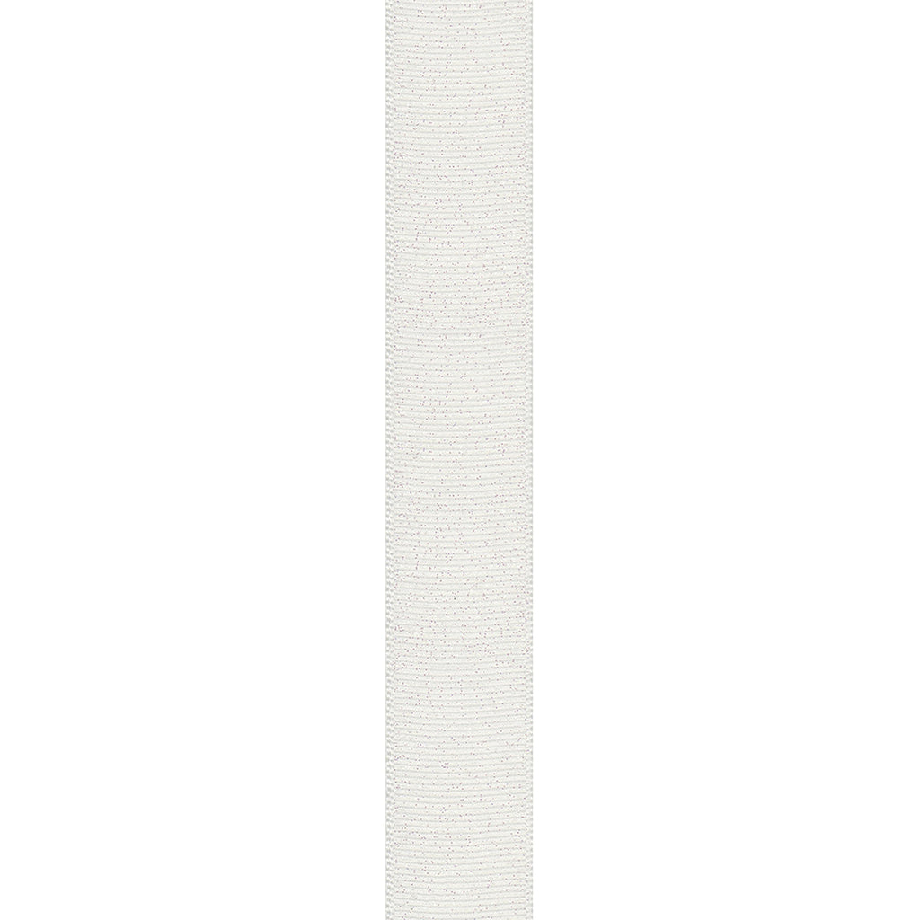 (2 pack) Offray Ribbon, White 7/8 inch Grosgrain Glitter Polyester Ribbon for Sewing, Crafts, and Gifting, 9 feet, 1 Each